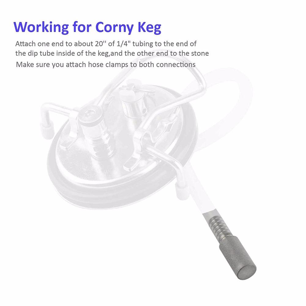 2 Micron Diffusion Stone Stainless Steel Aeration Stone Carbonating Stone With 1/4" Barb & 30cm Silicone Hose For Homebrew Wine
