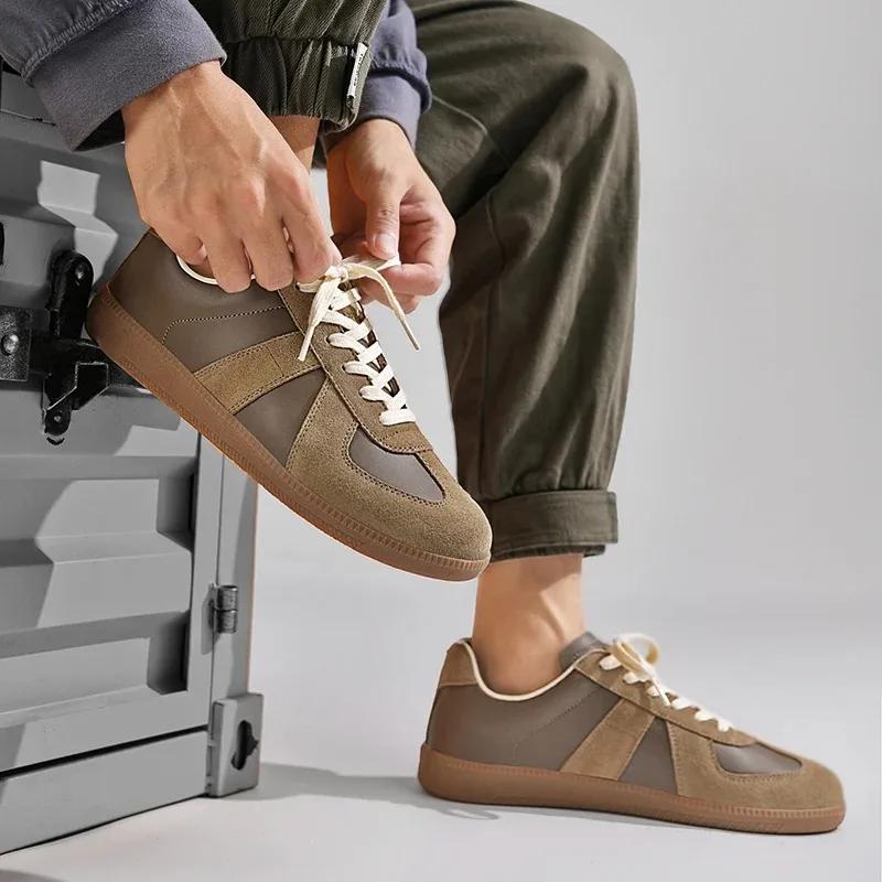 Fashion Classic Retro German Training Shoes Women's Little White Shoes Spring and Autumn New Versatile Lace up Genuine Leather Flat Bo