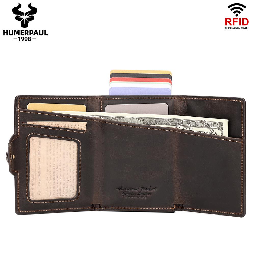 Humerpaul Herren Leder Geldbörse 100% Rindsleder Karten- und Ausweishüllen