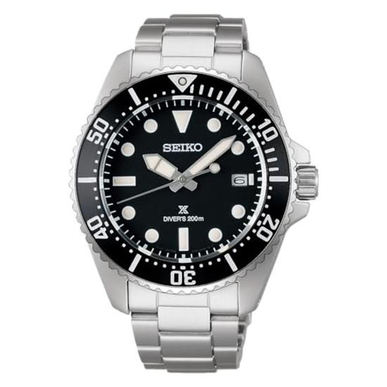 Seiko Watch PROSPEX SBDJ063 Mens Wristwatch Divers 200m Water Resistant Air Diving Solar Powered Date Calendar Equipped Diver Scuba Silver Black Dial