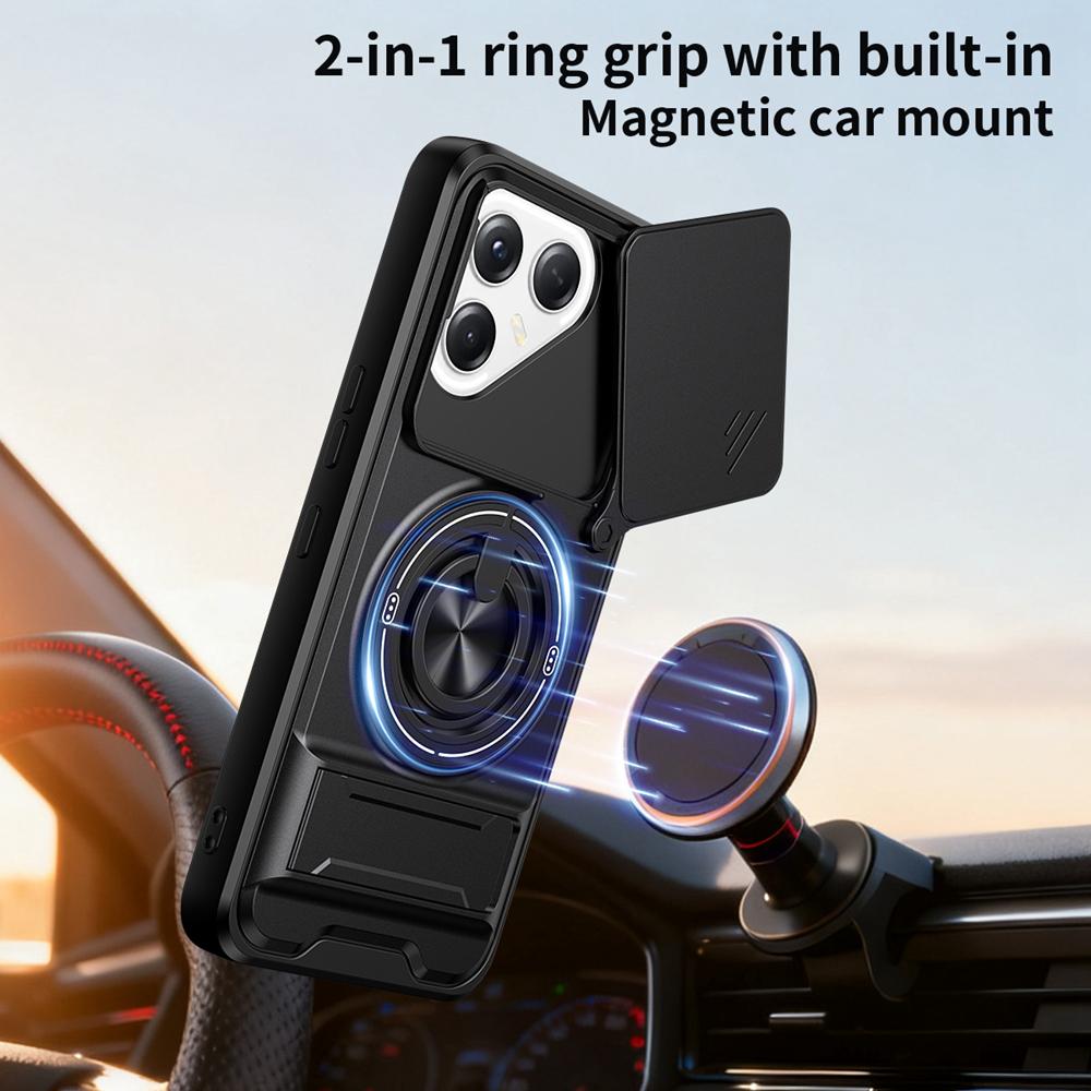 KEYSION Magnetic Phone Case for TECNO POVA 7 Ultra 5G 7 Pro Slide Camera Protection Upright Kickstand Ring Shockproof Back Cover