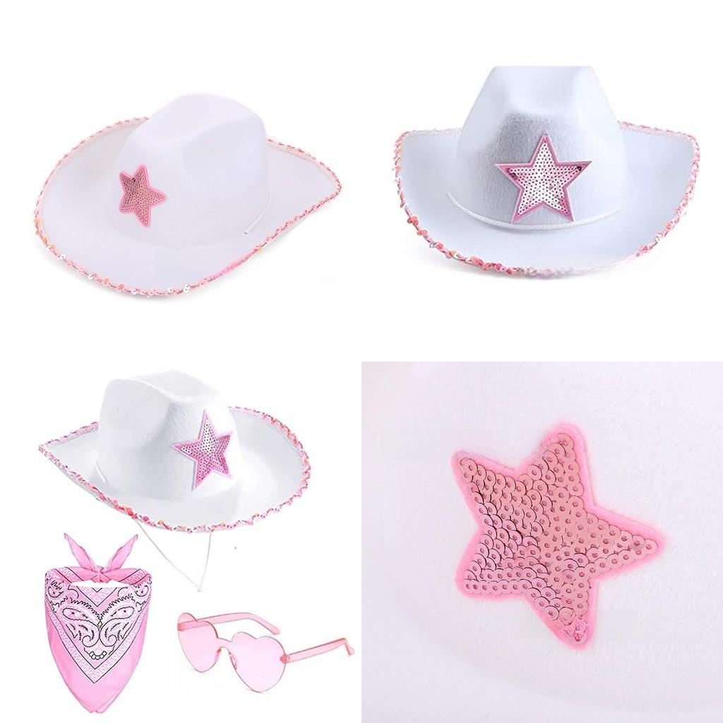 Star Pointed Five Cowboy Hat Costume Set Silk Scarf Motif Party Celebrations
