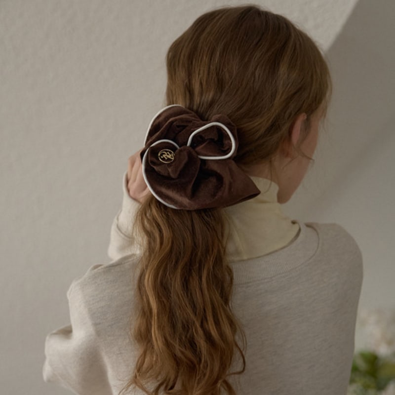 ANOETIC ANC PIPING VELVET SCRUNCHIE_2COLOR