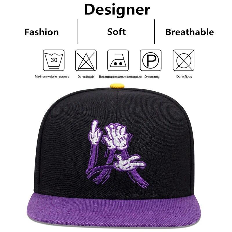 New Fashion Finger LA Pattern Snapback Letter Embroidery Unisex Outdoor Sun Men Woman Baseball Hat Adjustable