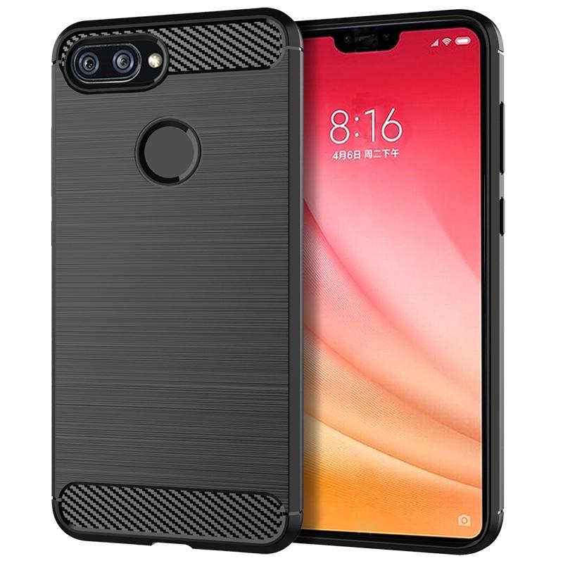 

Чехол с матовой текстурой для Xiaomi 8 Lite, силиконовые чехлы для Xiaomi Mi8 lite mi 8lite, роскошный мягкий чехол из ТПУ из углеродного волокна Mi 8 Lite чёрный