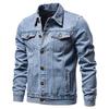 Men Solid Lapel Denim Jackets Fashion Motorcycle Jeans Jackets Hommes Slim Fit Cotton Casual Black Blue Coats