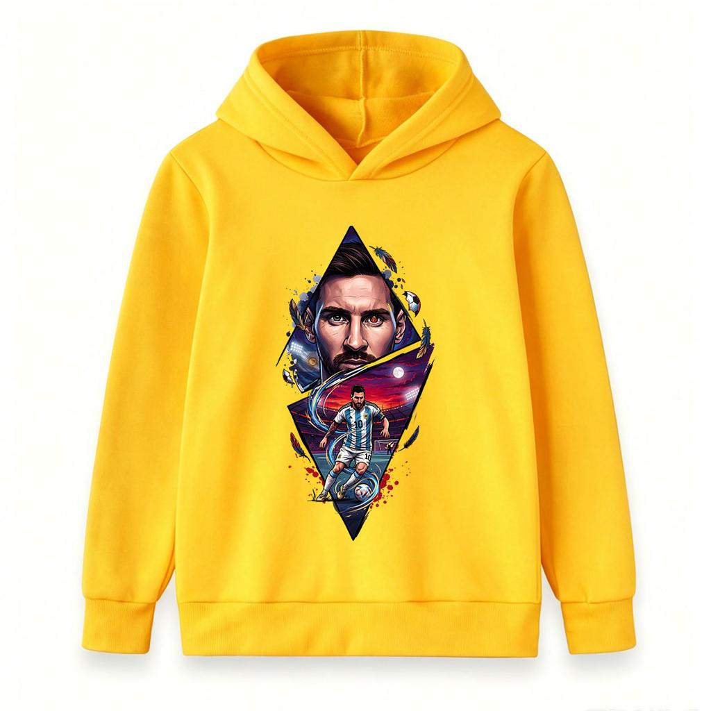 Kinder Jungen Mädchen Fußball Star Grafik Hoodie, Lässiger Pullover Sweatshirt Mit Stilvollem Fußballspieler Druck, Weiches Sportliches Oberteil Für Teen Fußballfans