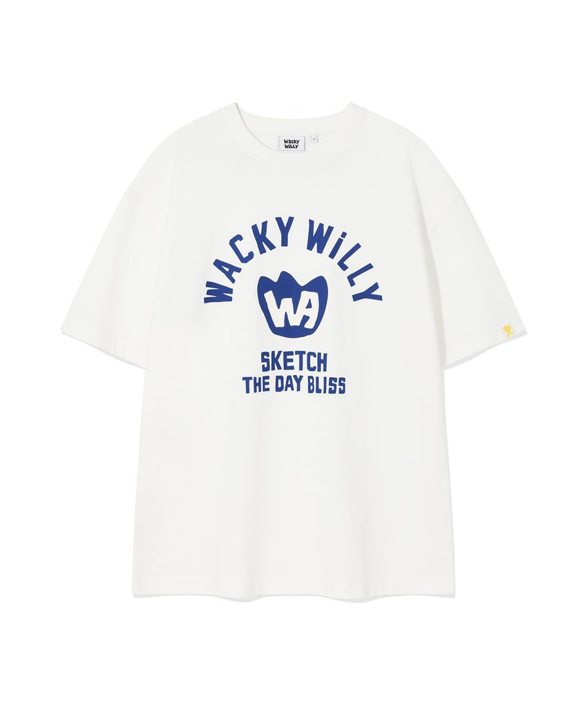 WACKY WILLY Point Graphic Short Sleeve T-Shirt White