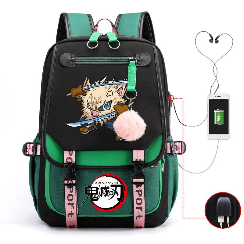 Ghost Annihilation Blade Grade 3-6 Junior High School Student High School Student School Bag Strap USB Multifunctional Backpack