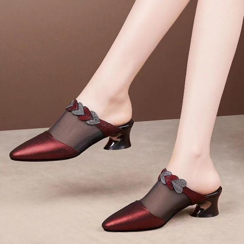 Baotou Shoes and Slippers, New Style Shoes with Thick Heels and Medium Heels, Women's Sandals