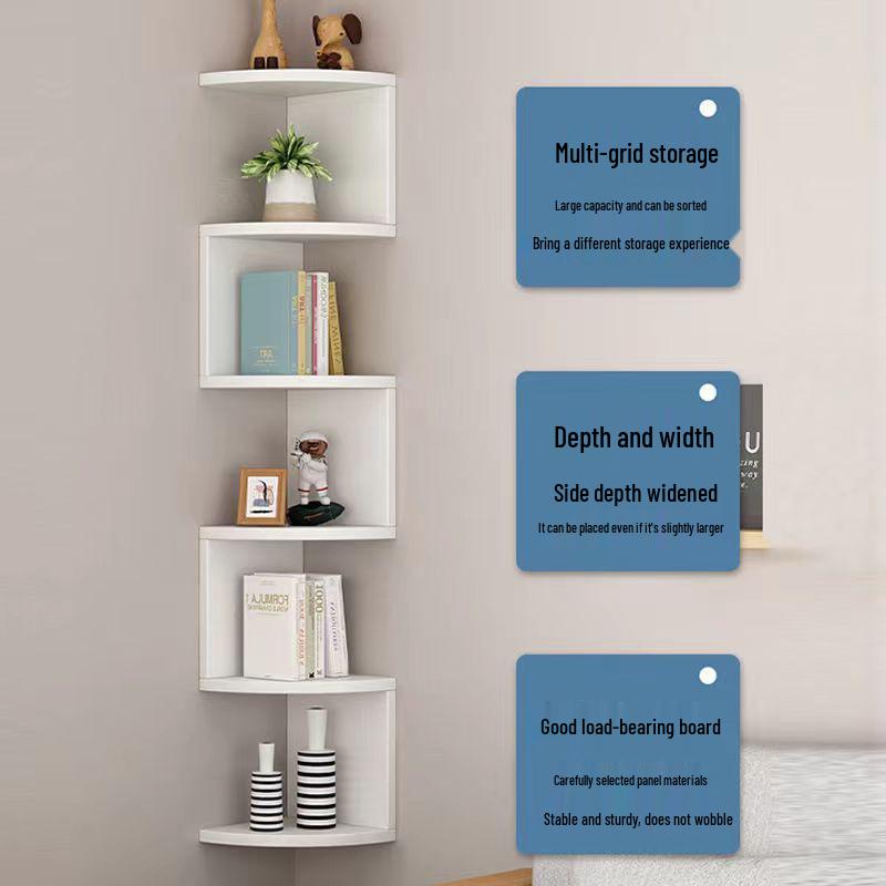 Wall-Mounted Triangular Corner Shelf Rack - Multi-Layer Kitchen Storage Bookshelf
