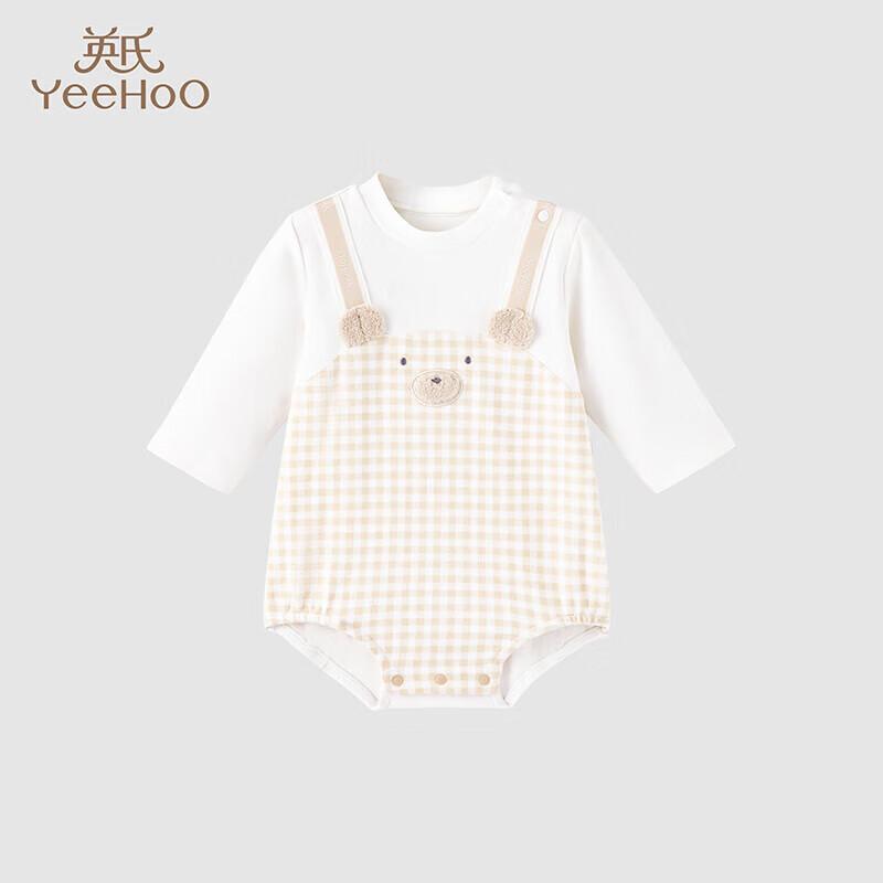 YEEHOO Unisex Baby Bear Plaid Long Sleeve Romper 73cm