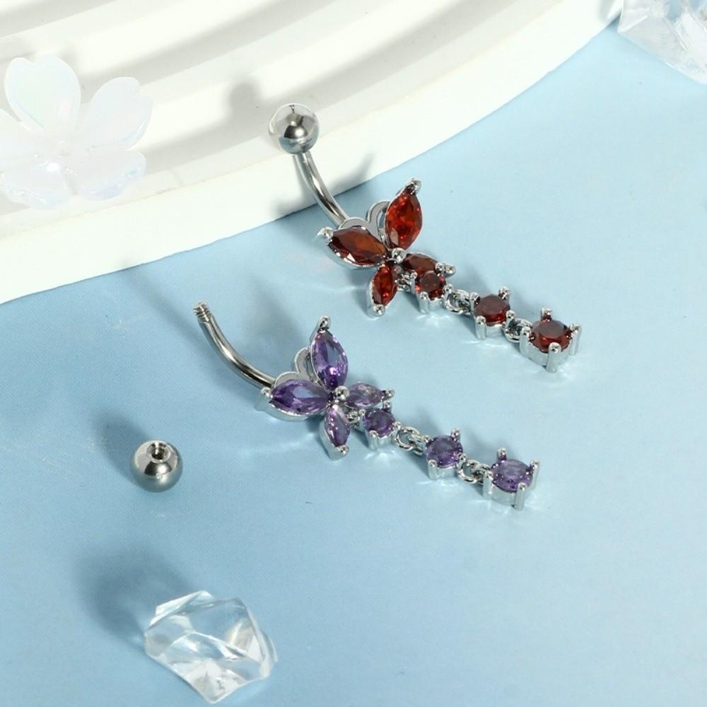 Anneau de nombril en acier inoxydable avec zircon Strass Anneau de nombril Bijoux de piercing corporel Fille