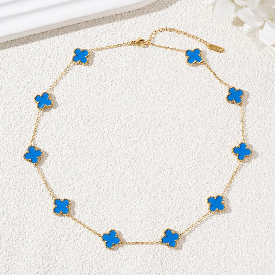 Four Leaf Clover Ten Flowers Necklace Light Luxury Sweater Chain Necklace Lucky Straw Collarbone Chain