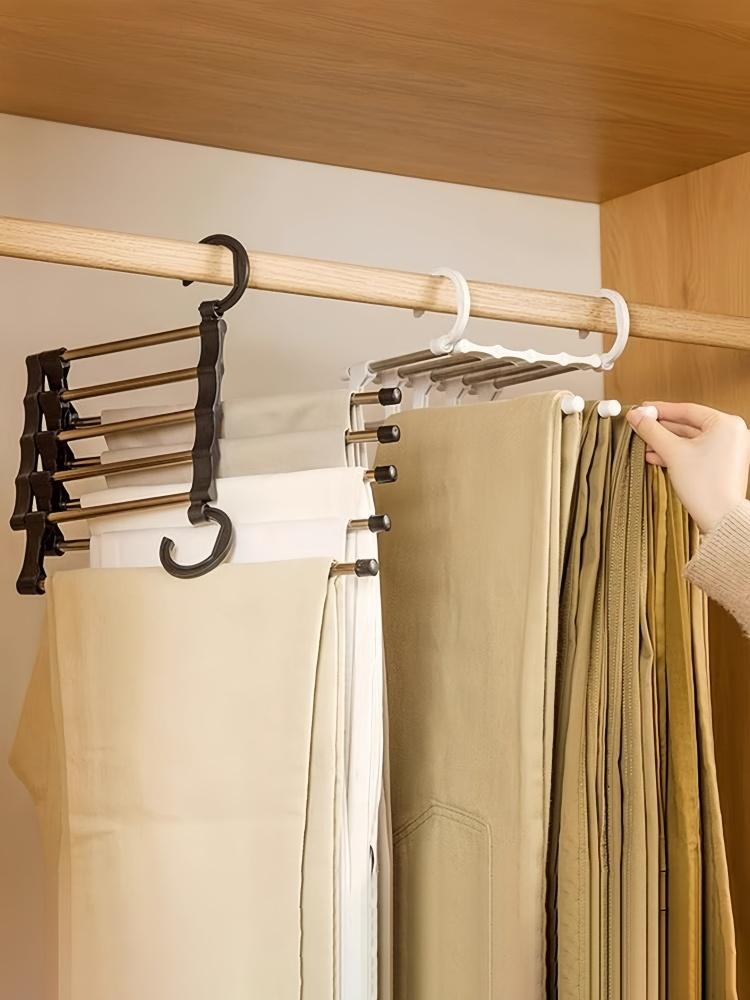 Magic Multi-layer Pants Hanger Home Use Sl Clothing Storage Organizer Tool Foldable Plastic Trouser Ra Wardrobe
