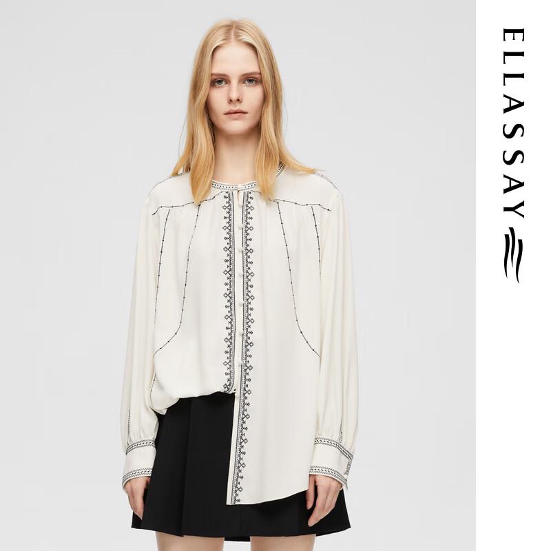 ELLASSAY 2025 Early Spring Floral Embroidery Ethnic Shirt XS