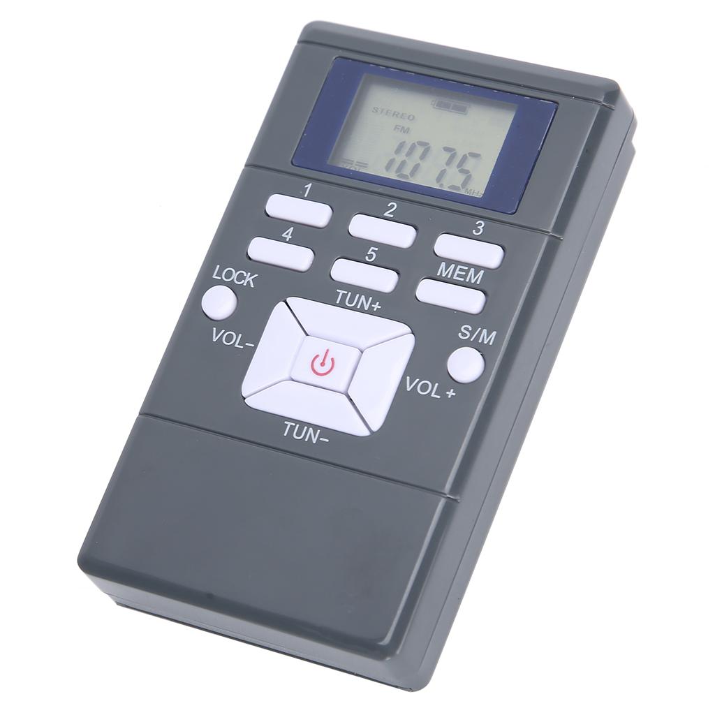 QQT102 Professional Radio Mini Portable FM Stereo Receiver with LCD Display EarphoneDark Gray