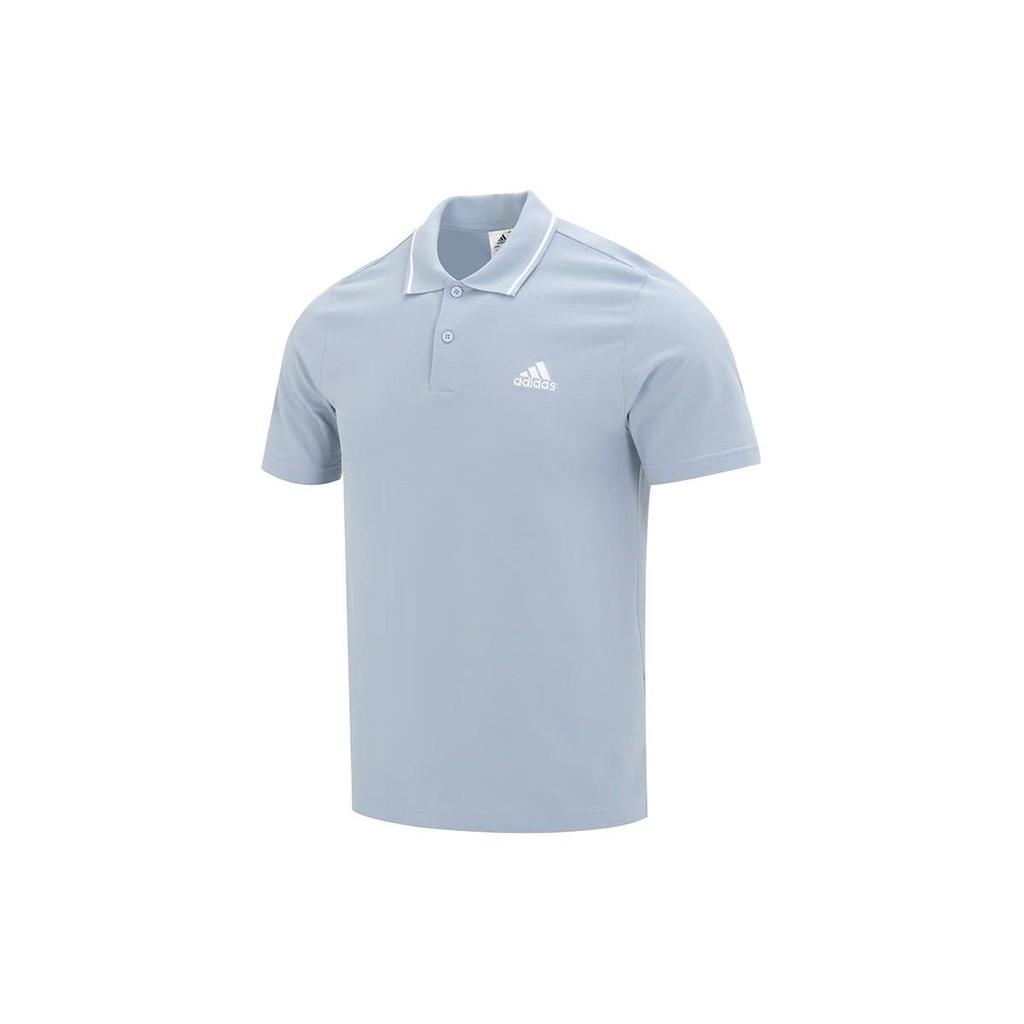 Adidas Casual Breathable Comfortable Short Sleeve Polo Shirt Men Tops Blue Gray IJ6108