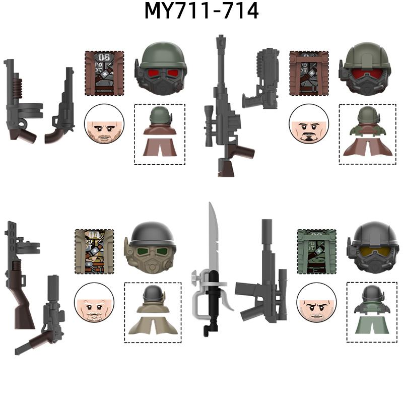 Die MY711-MY714 Schwarz Elite Wüstenaufstand Ranger Modellbausteine MOC Steine Set Geschenke Spielzeug
