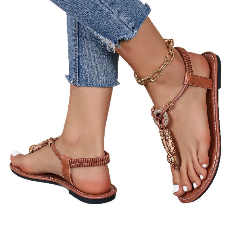 New Style Shoes Flat Shoes Women's Shoes Elastic Bands Beach Flip-flops