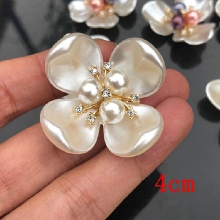 4 KS, Imitace perly z mušle, Květinová nášivka, Srdce, Květina, Hřebenatka, Šperkové doplňky, Ruční kytice, DIY, Vlasy, Boty, Oblečení, Tašky, Materiál