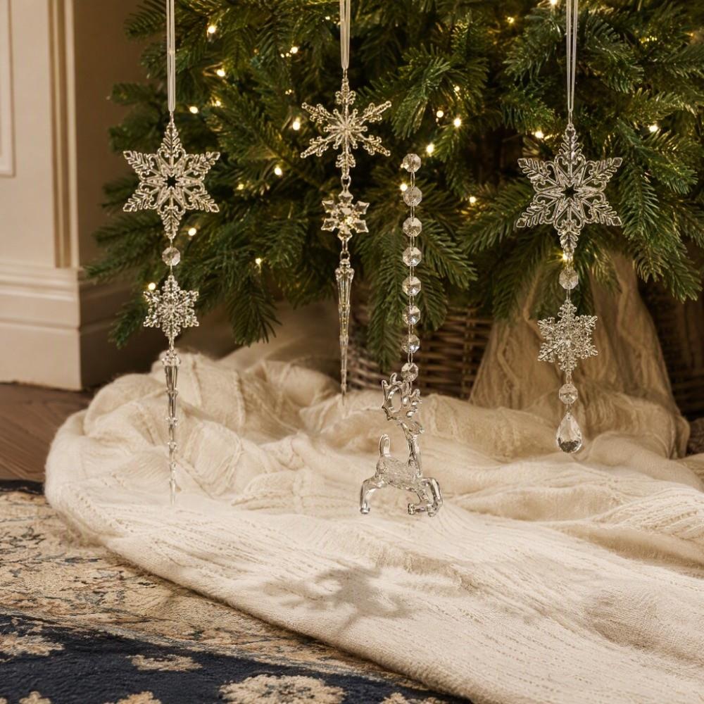8Pcs Transparent Acrylic Christmas Tree Icicle Decor Suspended Decorations Crystal-Style Christmas Hanging 8PCS
