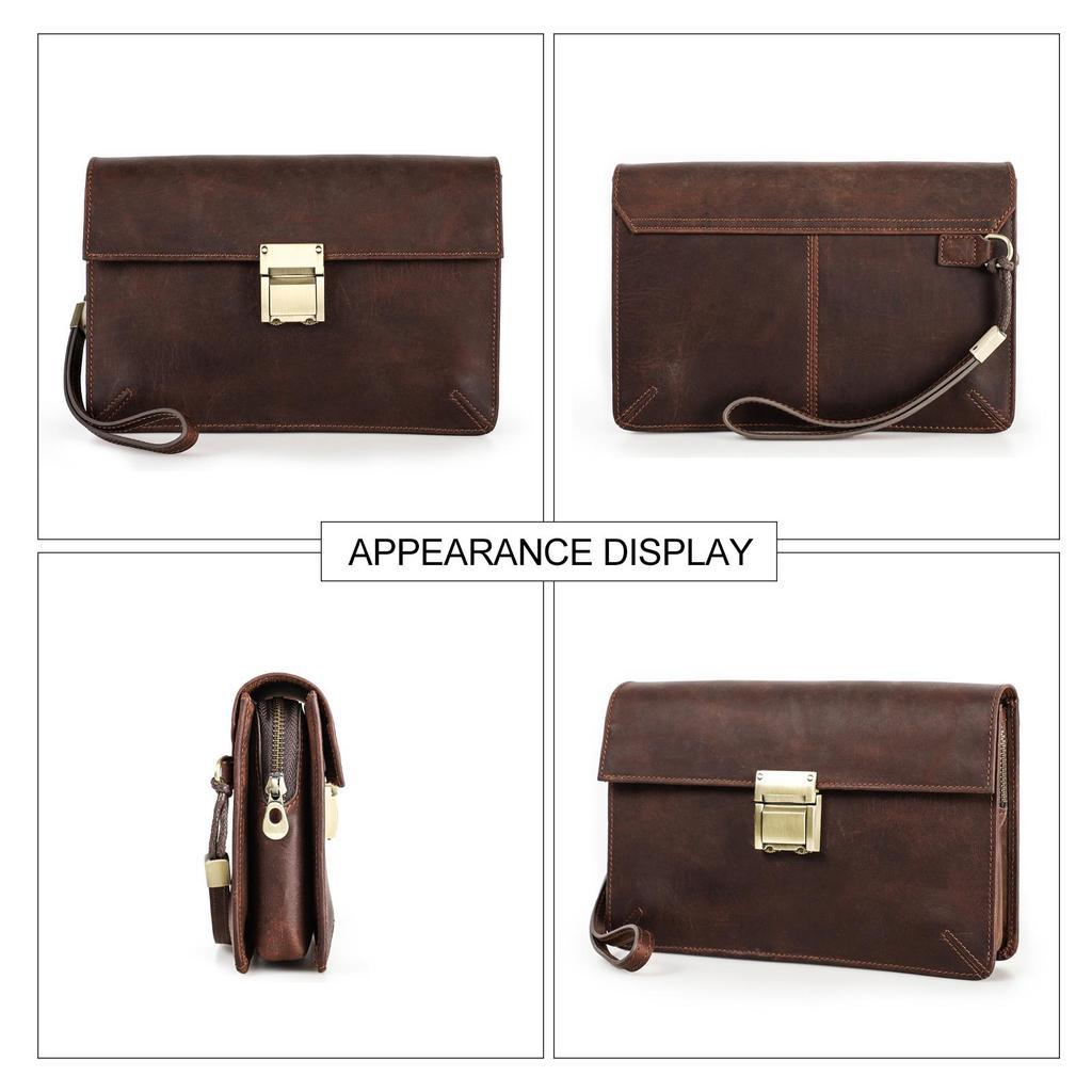 Genuine Leather Men Clutch Bag Luxury Male Handbag Large Capacity Bag High Quality