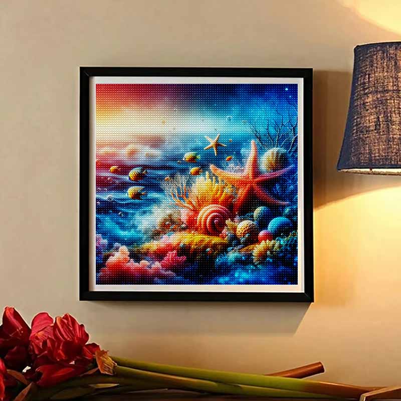 New Arrival 5D DIY Full Circle Diamond Painting "Undersea Animals and Plants" Embroidery Cross Stitch Home Decor Gift