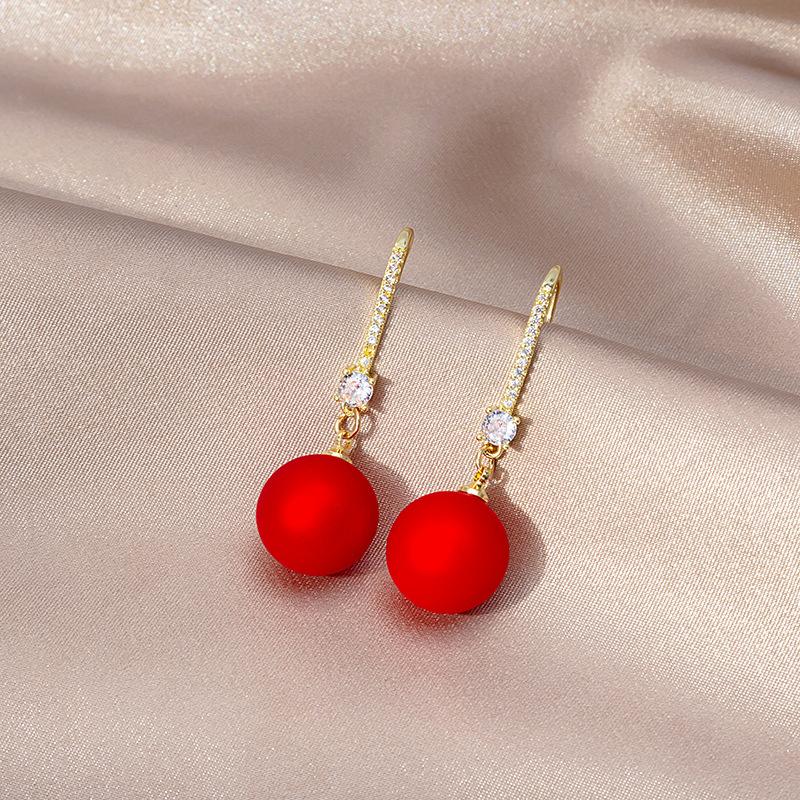 Exquisite Micro-Inlaid Zircon Large Pearl Earrings, Long French Simple Temperament Elegant Commuter Earrings