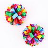 2Pcs Trendy Hydrangea Hair Clip Rainbow Color Dot Ribbon Barrettes Cute Double Ponytail Hairpin For Girl Accessories Headdress
