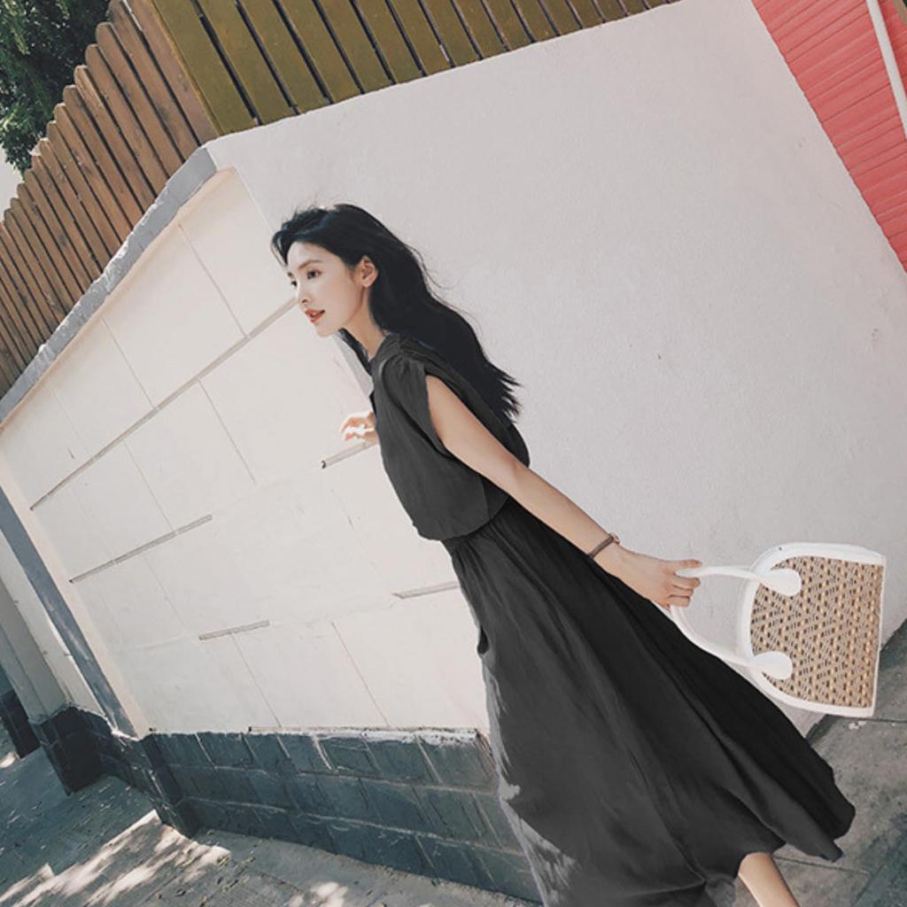 Shirt for Women in their and Elegant Maxi Wedding Slimming Stylish Summer Black [JINJUDUO] Women's Dress, Short-Sleeved Dress, 20s, 30s, 40s, Dress,