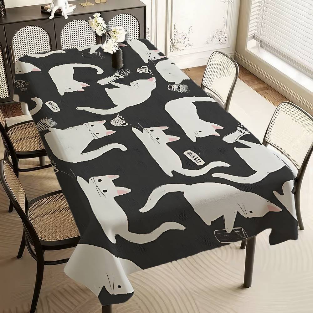 Texture Cat Table Cloth Rectangular Stain Tablecloth Oilcloth Mantel Mesa Impermeable Tablecloth Decoration