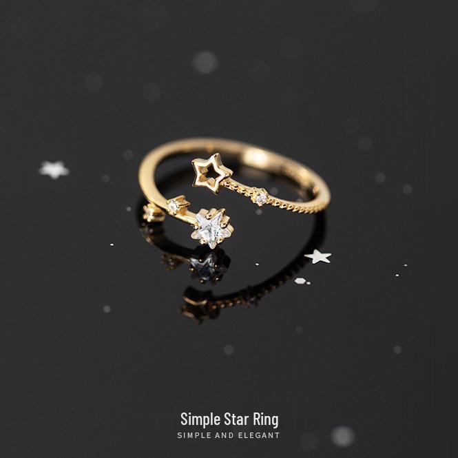 Регулируемое женское кольцо «Метеор Луна Циркон Звезда» - Легкая роскошь Японский корейский крутой стиль Adjustable