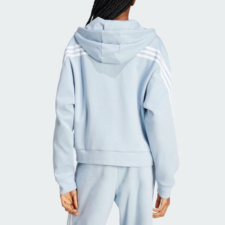adidas Future Icons Three-Stripe Color Block Full-Zip Hoodie Soft Stretchy Vintage Casual Long Sleeve Outerwear Women Light Blue IL3049