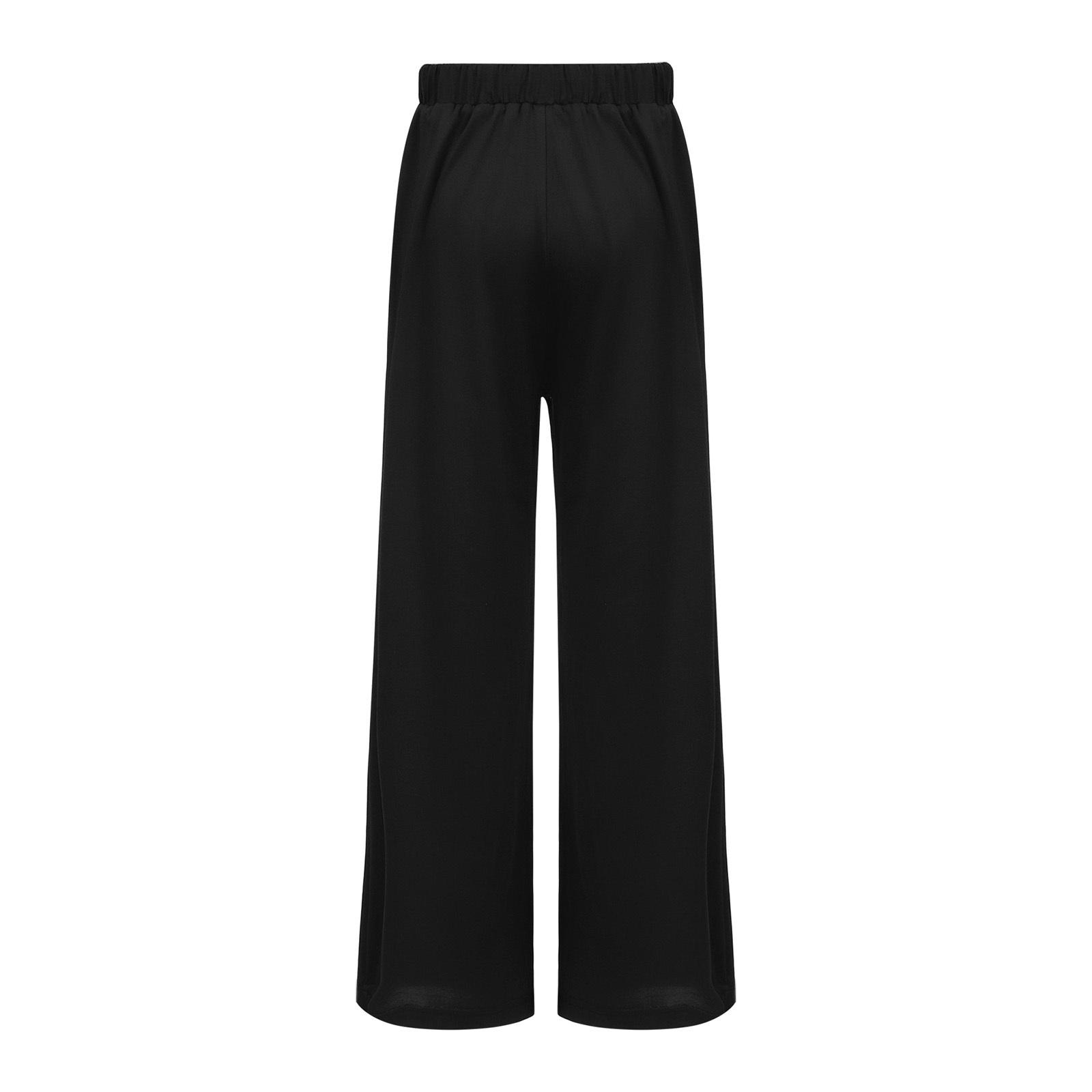 

Kids Boys Liturgical Dance Bottoms: Elastic Waistband Solid Color Wide-Leg Pants for Church Performance 13-14 Years чорний