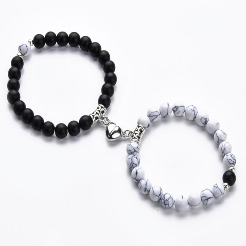 2 Pice Love Magnetic Friendship Bracelets Matching Bracelets for Couple Best Friends Bracelets Birthday Jewelry for Women Girls