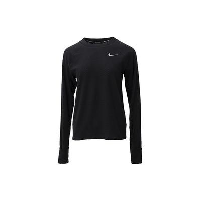Laufendes Sweatshirt mit Rundhalsausschnitt und langen Ärmeln für Damen, Oberteile, Schwarz CU3262-010