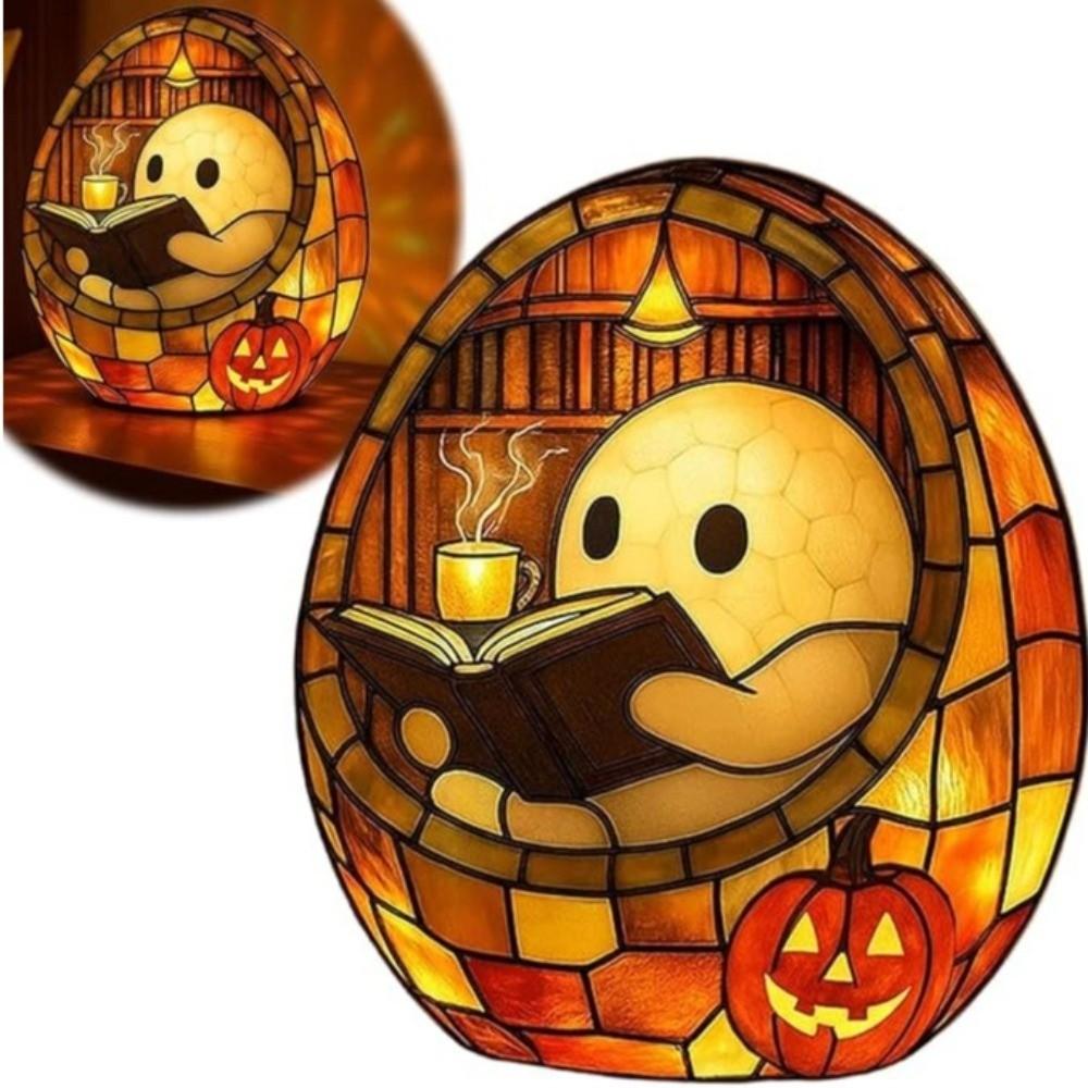 Handmade Ghost Reading Book Lamp Adorable Ghost Ghost Decor Halloween Ghosts Night Light Flickering Light LED Night Light