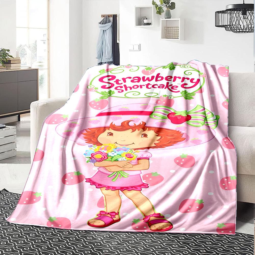 1pc Princess Strawberry1 Blanket, Gift, for Men and Women, Soft Blanket, Good for Sofa Bed Couch Travel, Lightweight Flannel Blanket