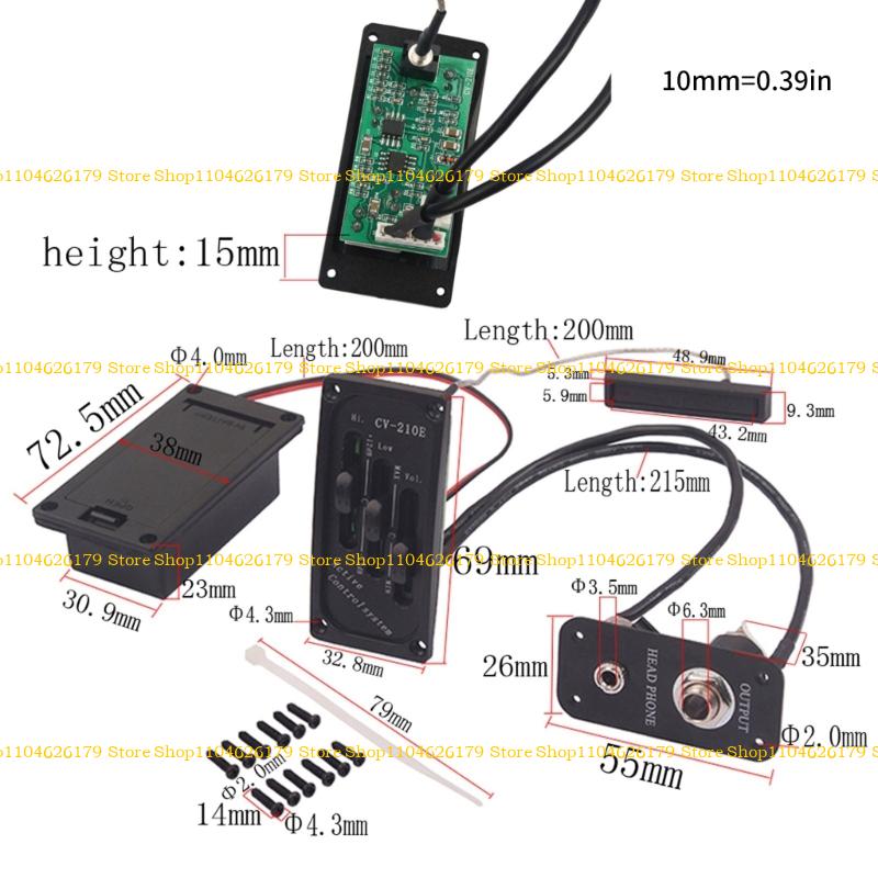A1A2 Active Tone Control Electric Violin Piezo Preamp Pickup Noise Low Operations