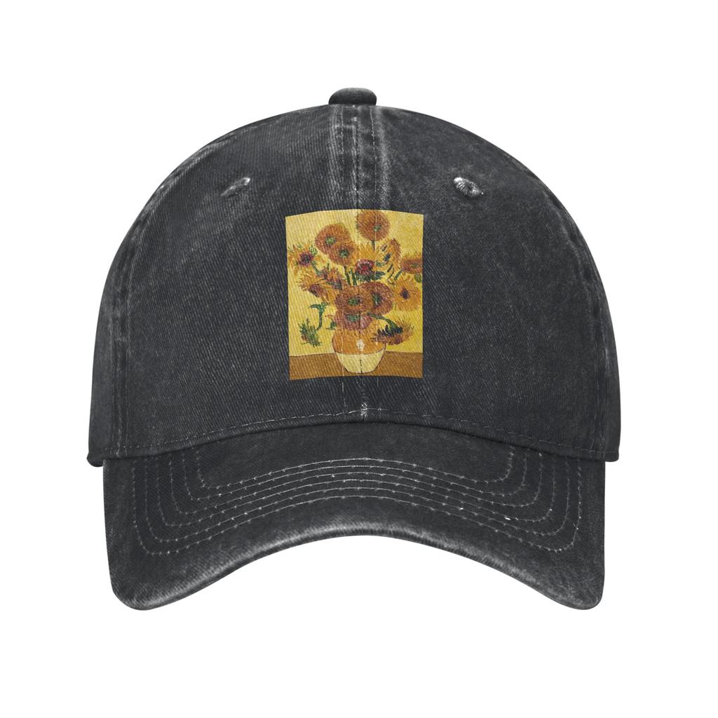 Vincent Van Gogh Sunflowers Sun Flowers Baseball Caps Washed Denim Hats Casquette Streetwear Baseball Cowboy Hat for Unisex Women