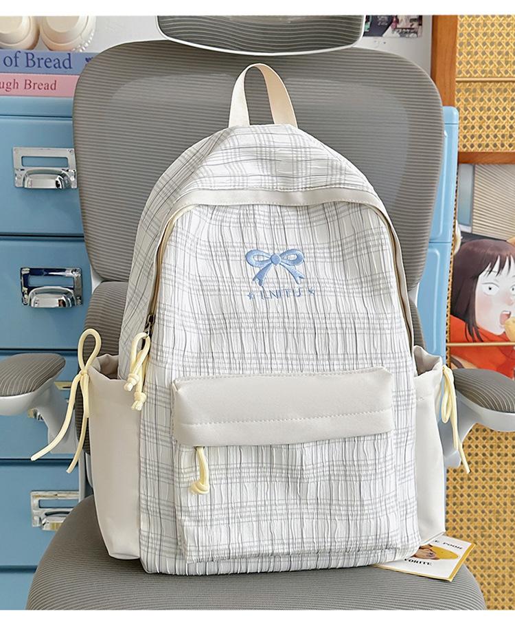 Schoolbag new Japanese plaid female college student schoolbag high value junior high school high school students large capacity cute bow back