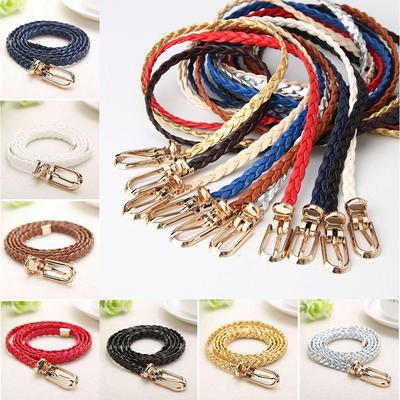 Thin Skinny Vintage Braided Belt Weave Waist Band Pin Buckle Waistband Ladies Dress Cummerbands