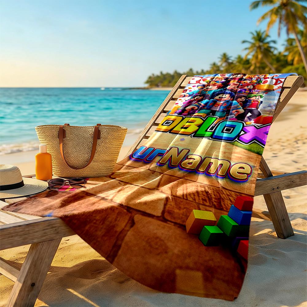 Roblox Customizable Name Beach Towel Super Soft & Absorbent Portable for SwimmingBeachCamping Travel Beach AccessoriesGym
