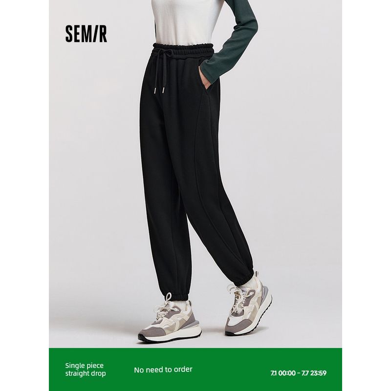 

[Same Style with Mall] Senma Casual Pants Women s Polar Fleece Sweatpants Black 2024 Winter New Arrival Jogger Pants Pants Slim Fit Black 90001 155/62A/S