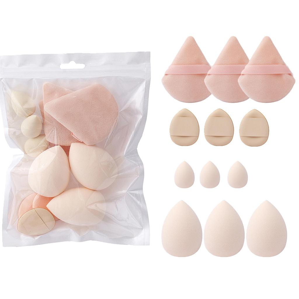 12-Piece Solid Color Makeup Sponge Set: Puff, Thumb Puff & Mini Puff