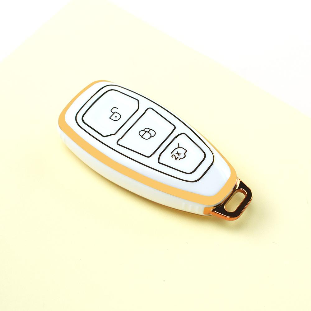 Gold Edge Shell Keyless Holder Fob For Ford Kuga Focus ST Fusion Fiesta Focus 3 4 Mondeo Ecosport TPU Car Smart Key Case Cover Accessories