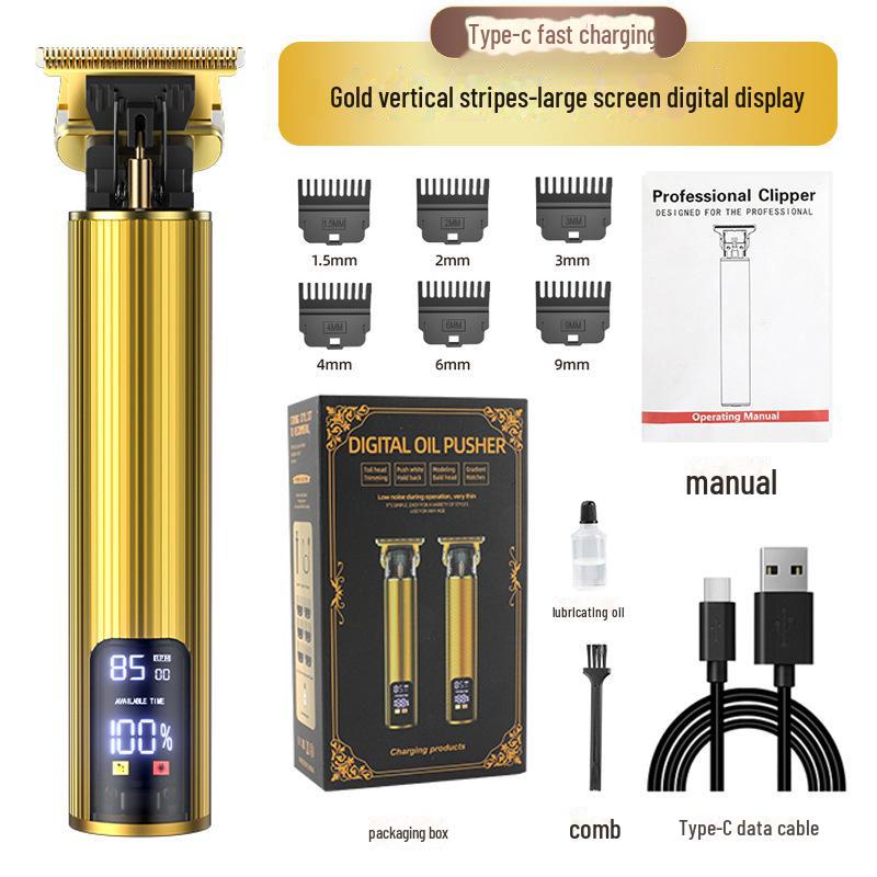 Rechargeable LED Hair Clippers: Digital Display Electric Trimmer for Haircut & Carving