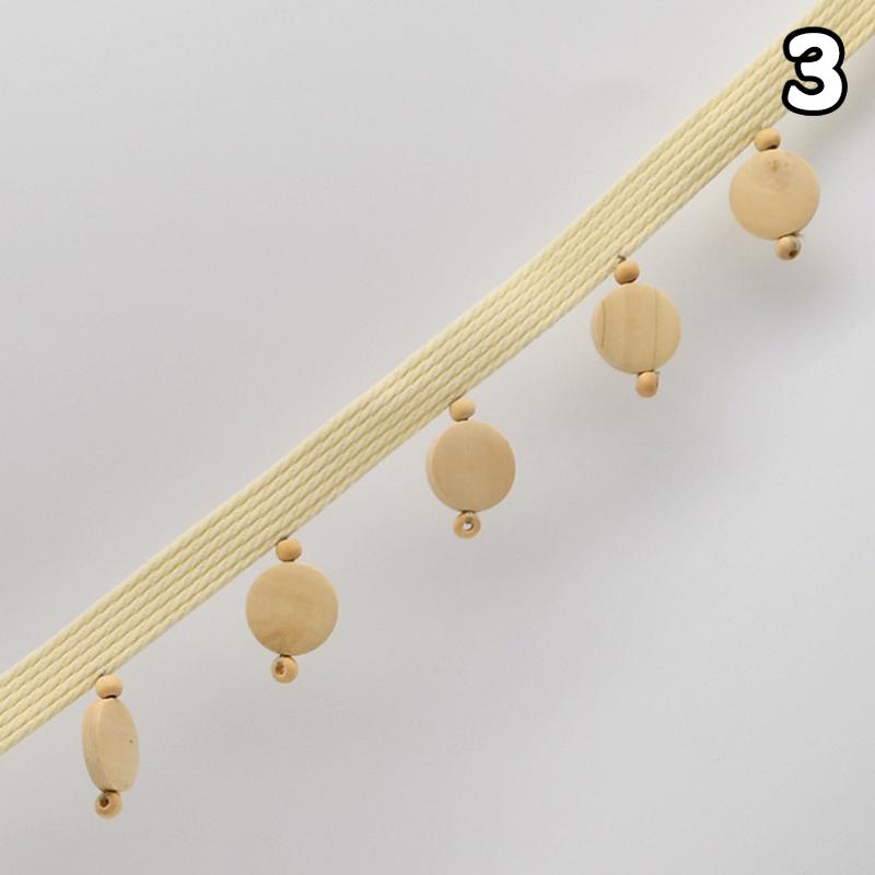 3/6M Japanese Style Wood Bead Pendant Tassel Fringe Lace Trim Edge Diy Upholstery Chandelier Tablecloth Curtain Decor Accessory