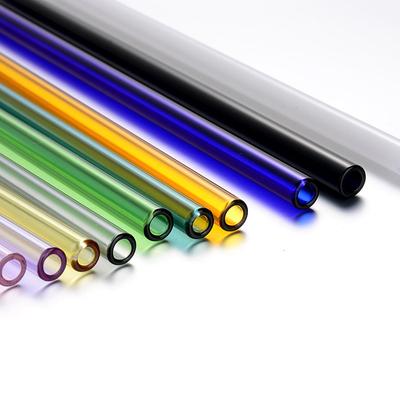 20cm Pyrex Glass Simple Straight Birthday Pure Color Party Wedding Reusable Fashion Drinking Straw 1pc New Flat  Delicate Jewelry